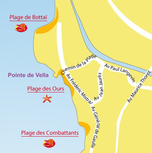 Plan de la plage des Ours à Port de Bouc