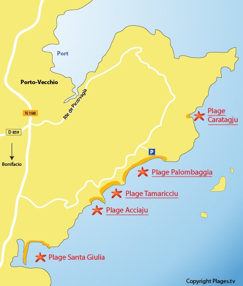 Map of the Palombaggia beach in Porto Vecchio - Corsica