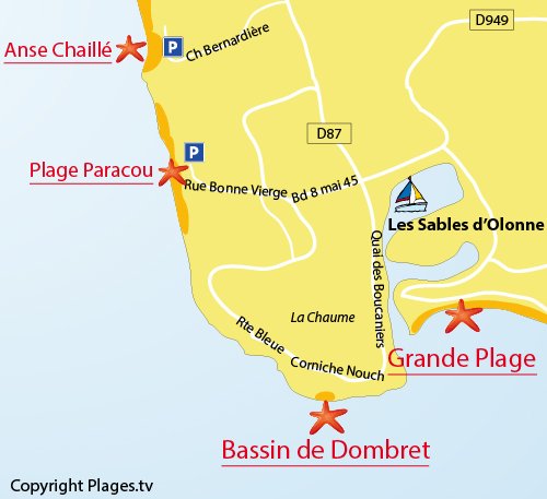 Map of the Paracou Beach – La Chaume in Les Sables d'Olonne