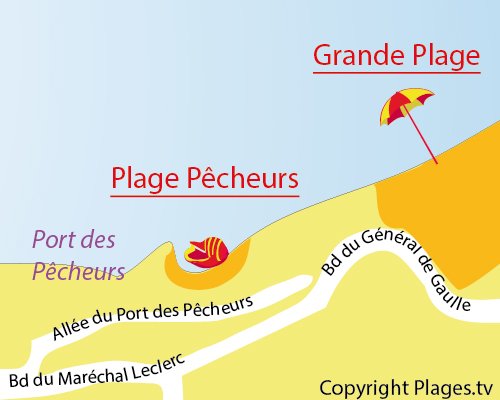 Map of Pecheurs Beach in Biarritz