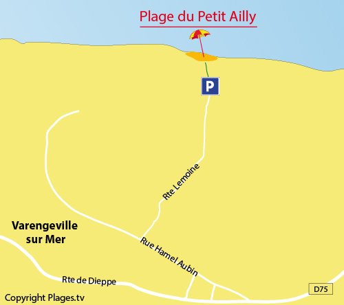 Map of Petit Ailly Beach in Varengeville