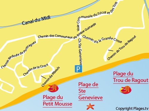 Carte de la plage du Petit Mousse à Vias