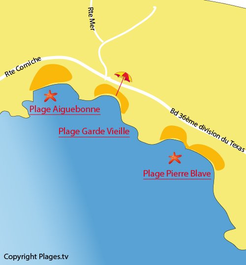 Karte des Strandes Pierre Blave in St. Raphaël