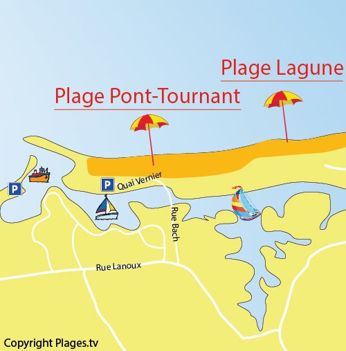 Carte de la plage du Port Tournant à St Cyprien