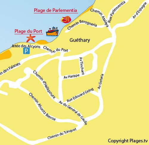 Map of Port Beach in Guéthary