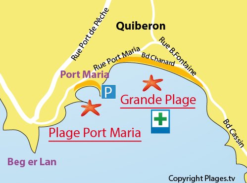 Mappa della Spiaggia di Port Maria a Quiberon