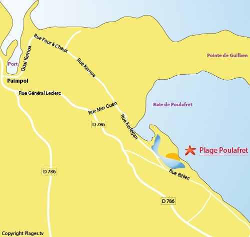 Plan de la plage du Poulafret à Paimpol