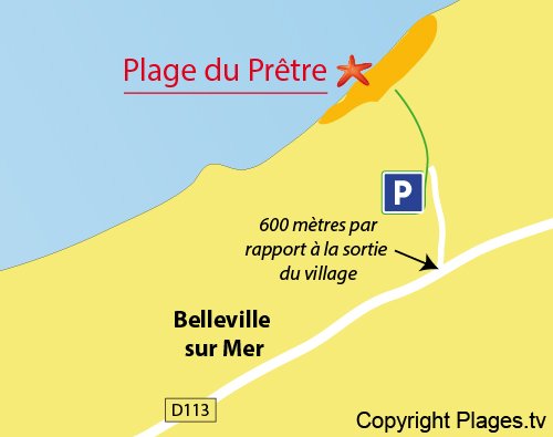 Plan de la plage du Pretre à Belleville sur Mer