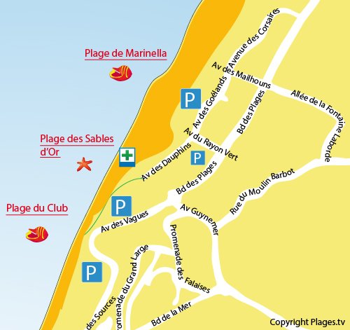 Map of Sables d’Or Beach in Anglet