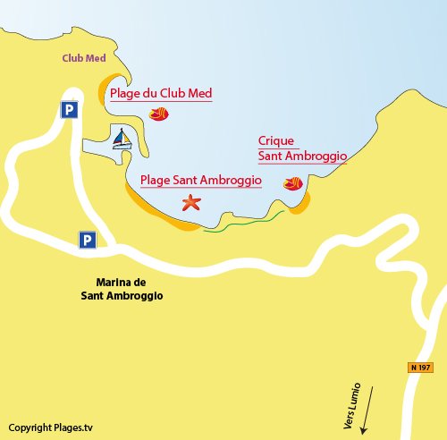 Map of Sant Ambroggio Beach in Corsica