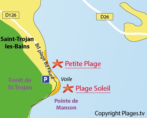 Map of Soleil Beach in St Trojan les Bains in Oleron