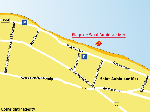 Map of the beach of St Aubin in Calvados - Normandy