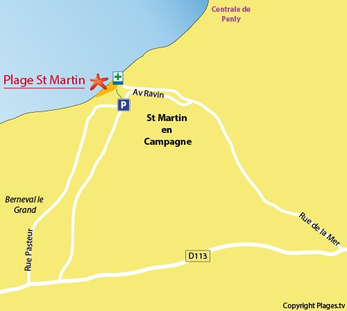 Plan de la plage de St Martin en Campagne