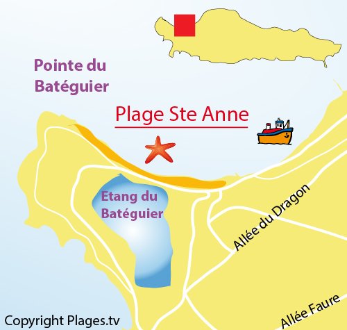 Map of Sainte Anne Beach - Lerins island - Sainte Marguerite