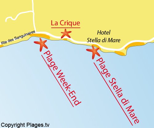 Map of Stella di Mare Beach in Ajaccio