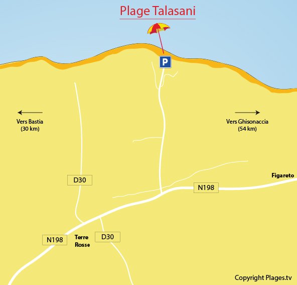 Localisation des plages de Talasani en Corse