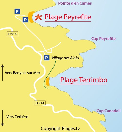 Map of Terrimbo Beach in Cerbère