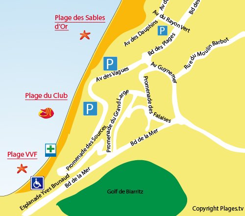 Plan de la plage du VVF à Anglet