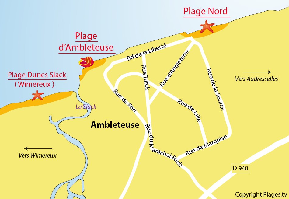 Plan de la plage à Ambleteuse