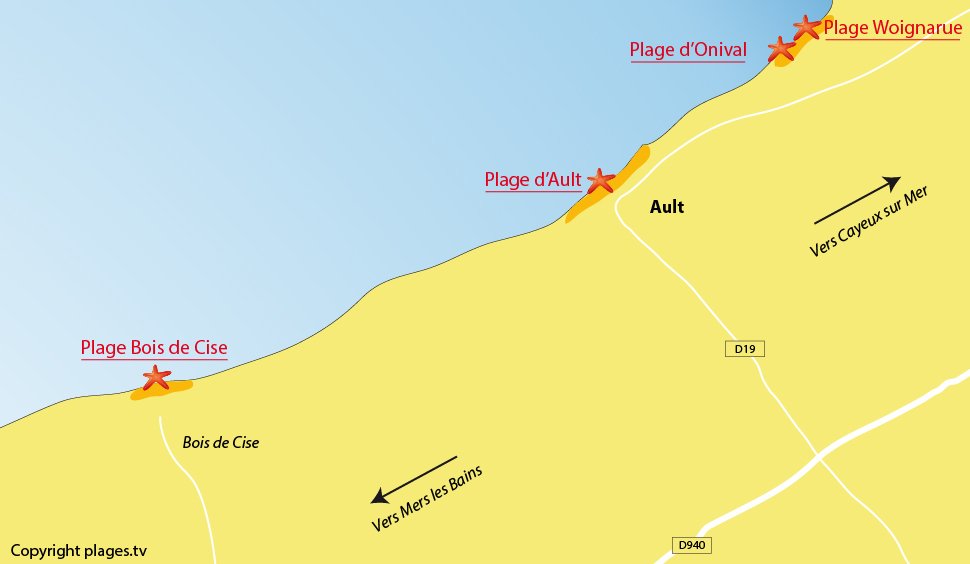 Plan des plages à Ault