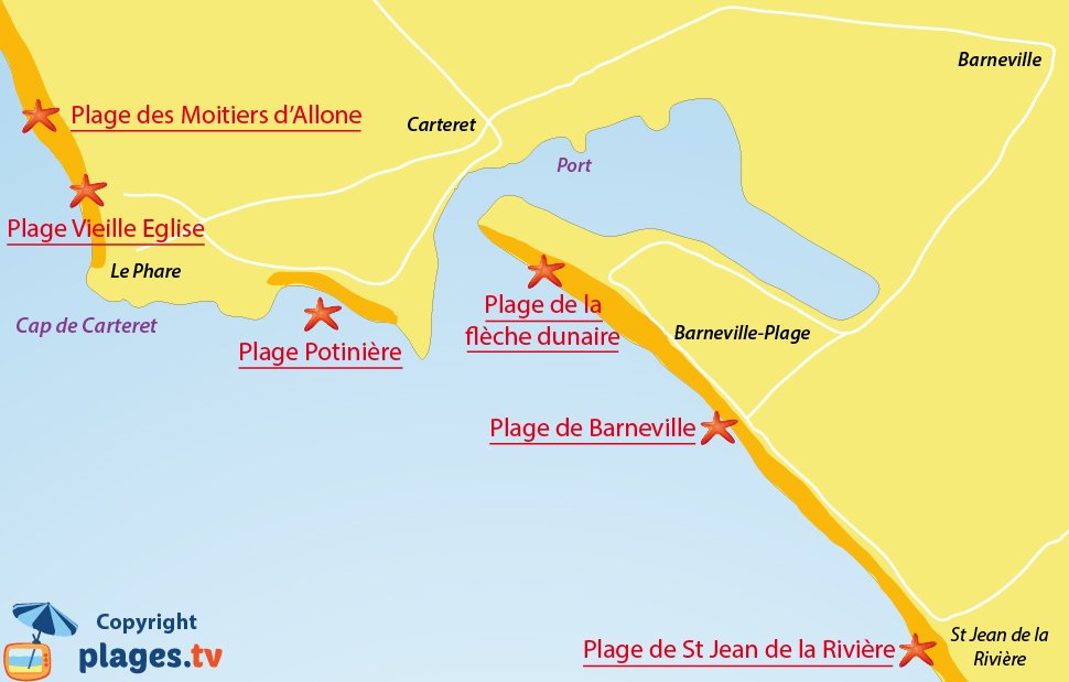 Plan des plages de Barneville Carteret - 50