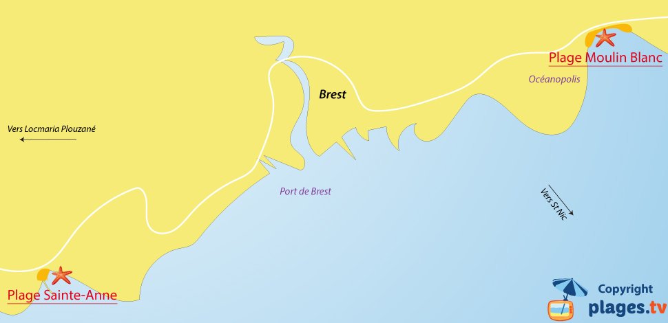 Plan des plages de Brest