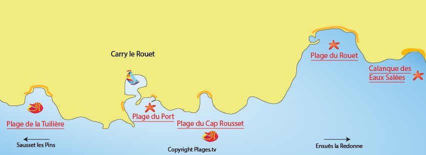 Plan des plages de Carry le Rouet