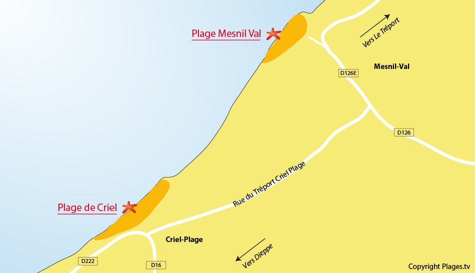 Plan des plages à Criel sur Mer