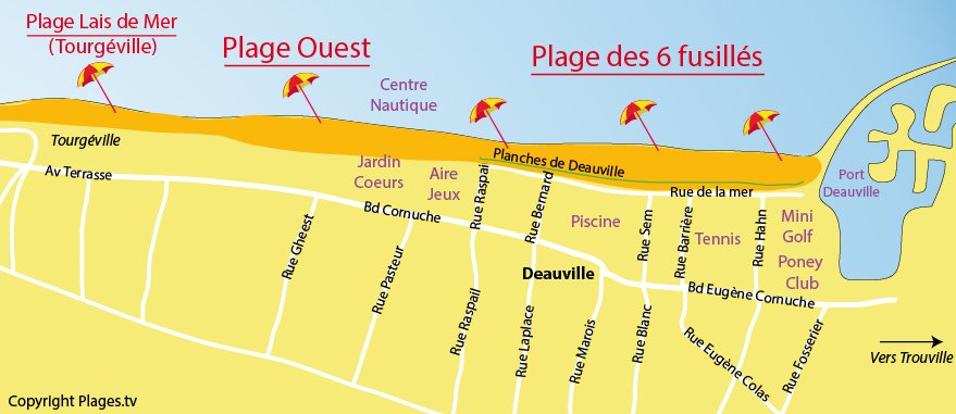 Plan des plages de Deauville