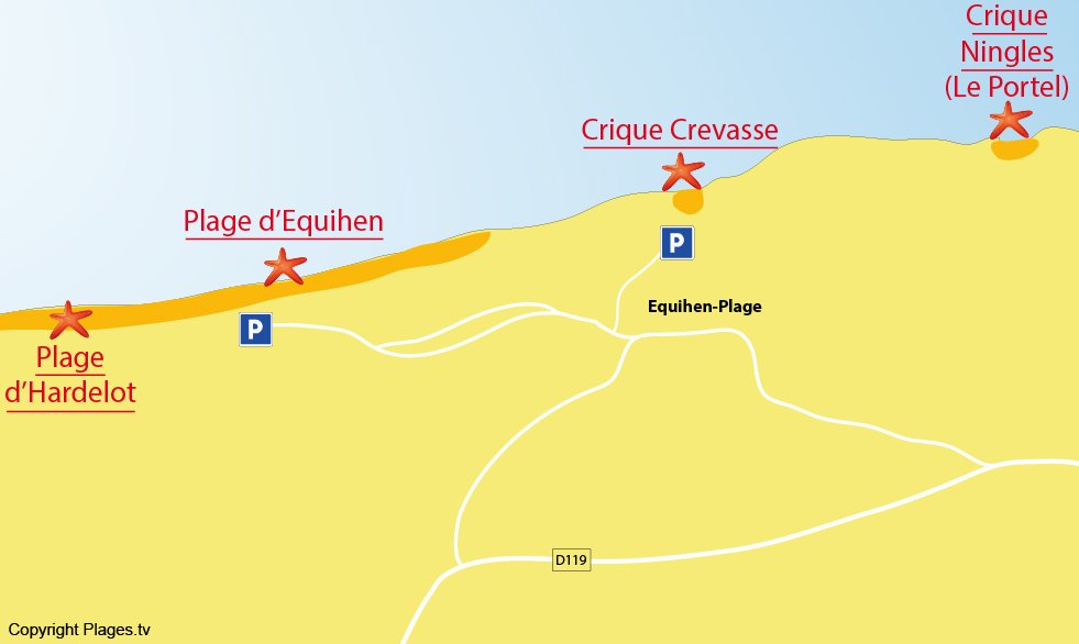 Plan des plages d'Equihen