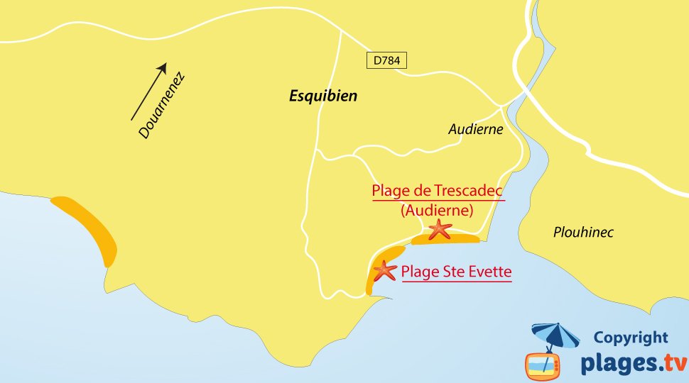 Plan des plages à Esquibien en Bretagne