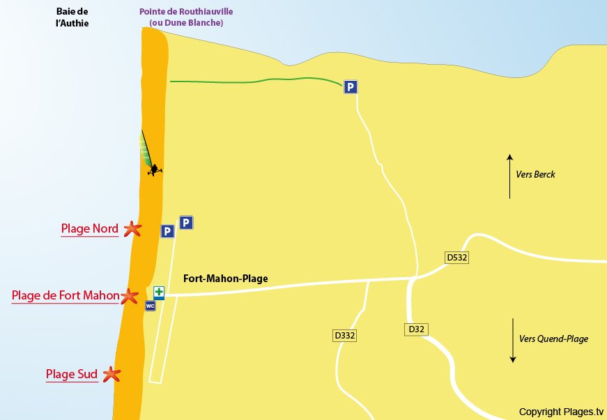 Plan des plages de Fort Mahon (Somme)