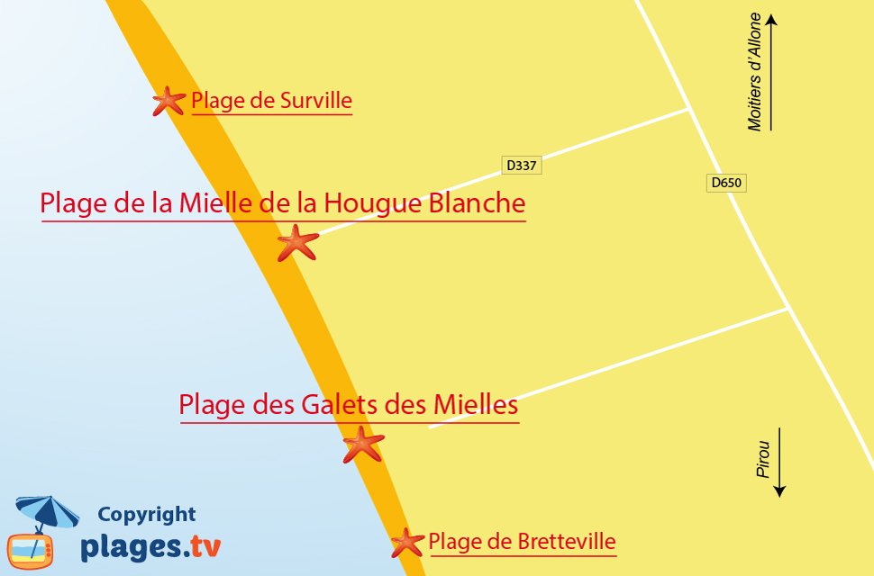 Plan des plages de Glatigny dans la Manche