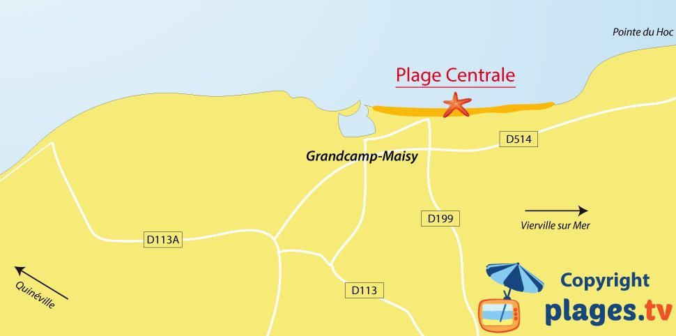 Plan des plages de Grandcamp Maisy en Normandie