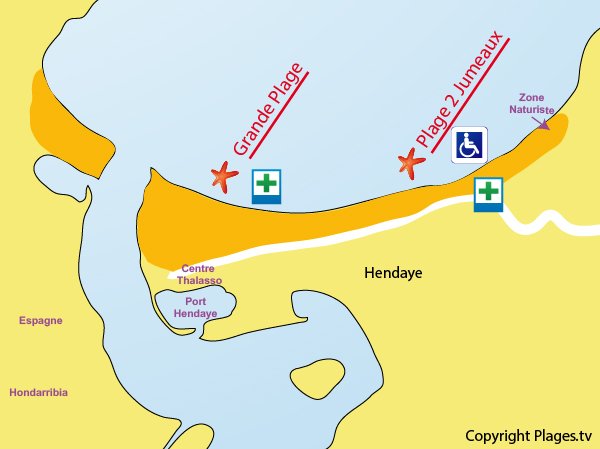 Plan des plages à Hendaye - Cote Basque