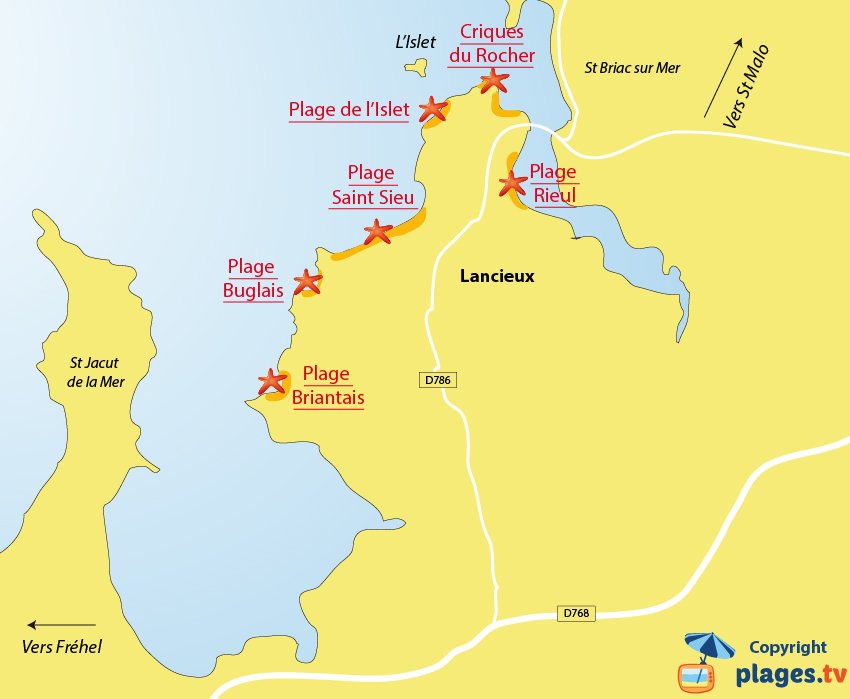 Plan des plages de Lancieux