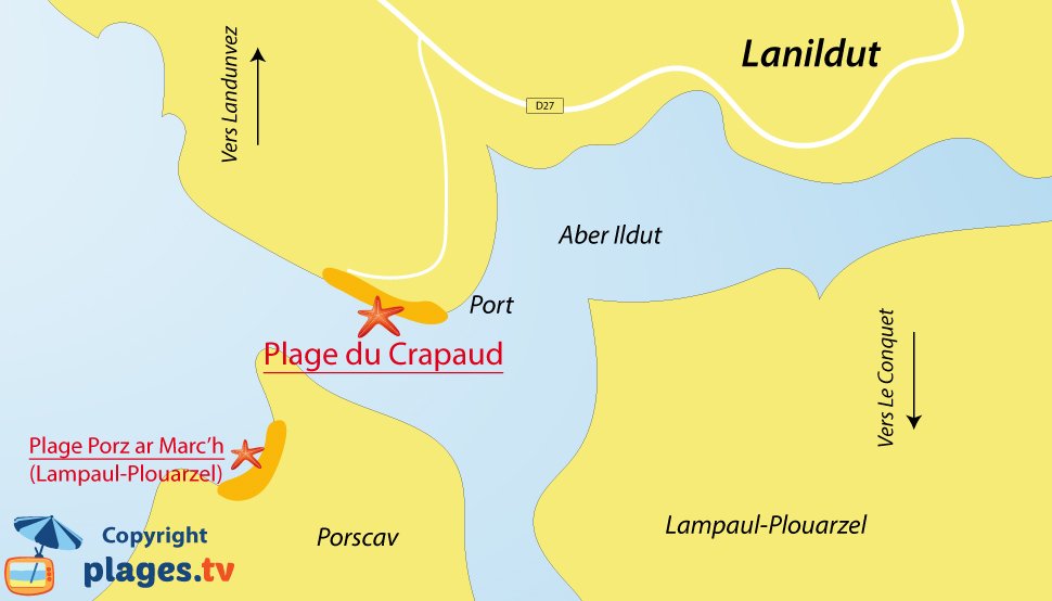 Plan des plages de Lanildut en Bretagne