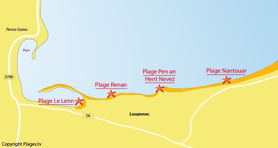 Plan des plages à Louannec