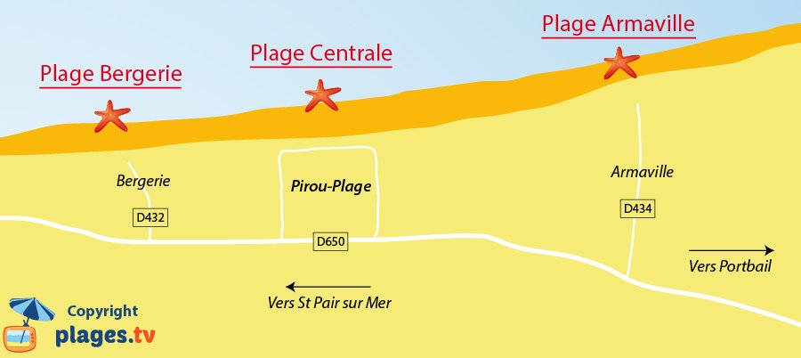 Plan des plages de Pirou dans la Manche