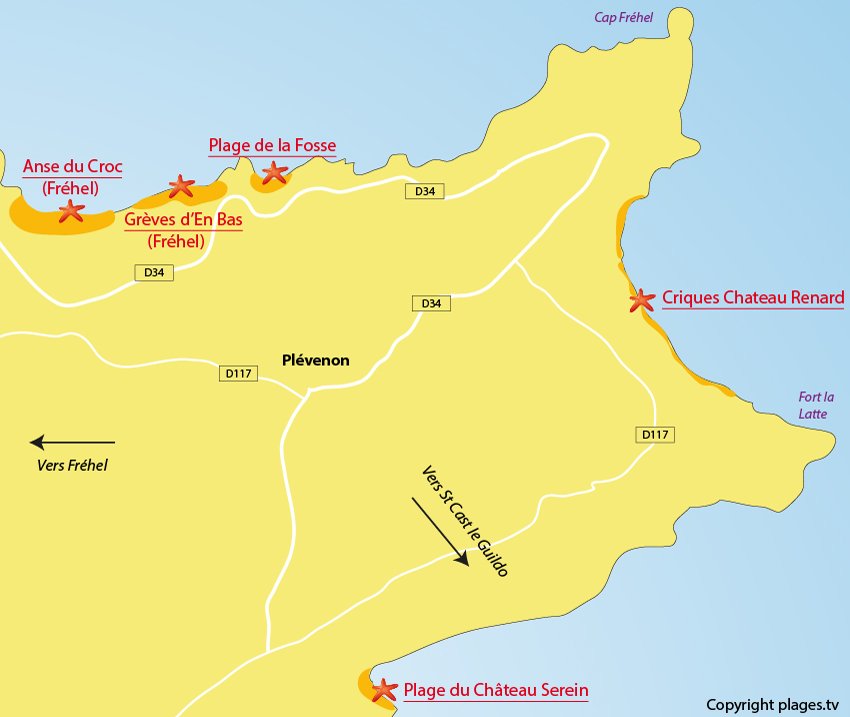 Plan des plages de Plévenon - Cap Fréhel