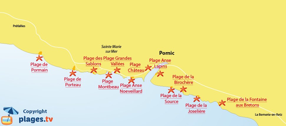 Plan des plages de Pornic