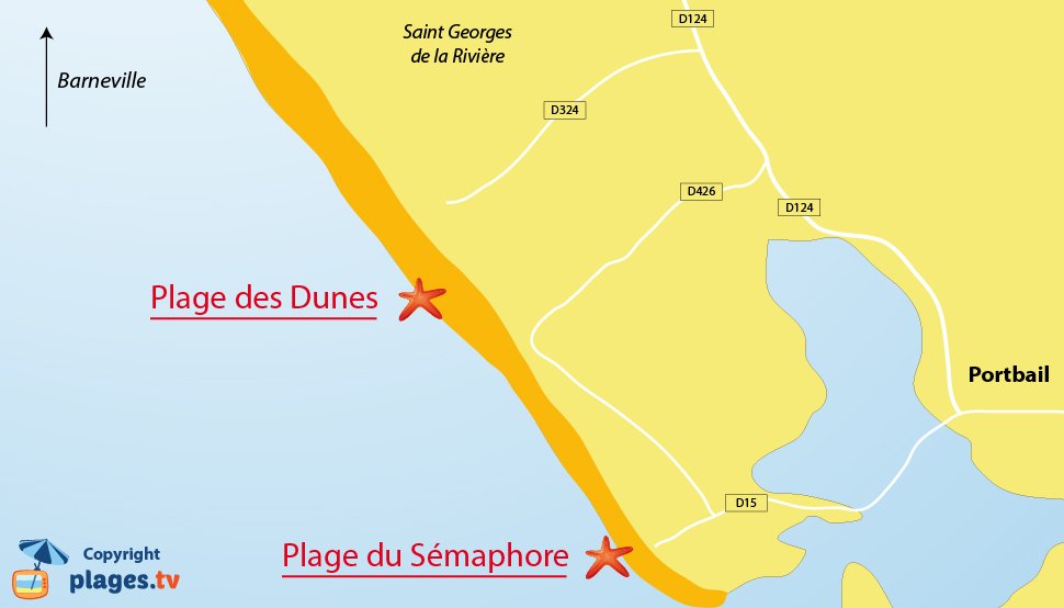 Plan des plages de Portbail dans la Manche