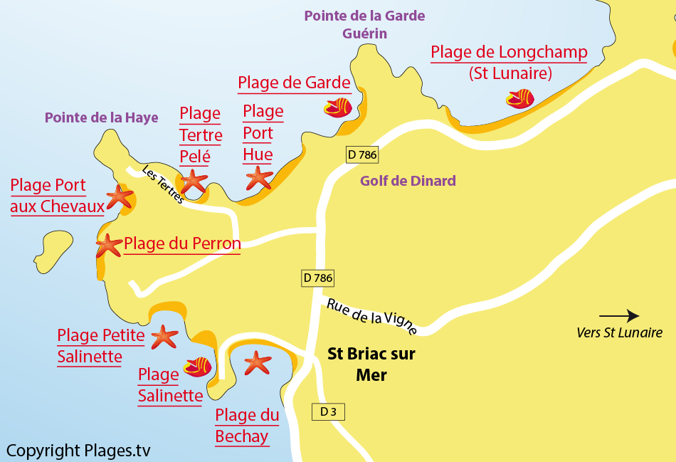 Plan des plages de Saint Briac sur Mer