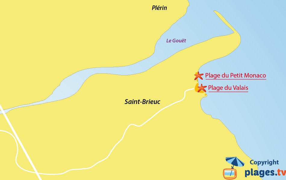 Plan des plages de Saint Brieuc