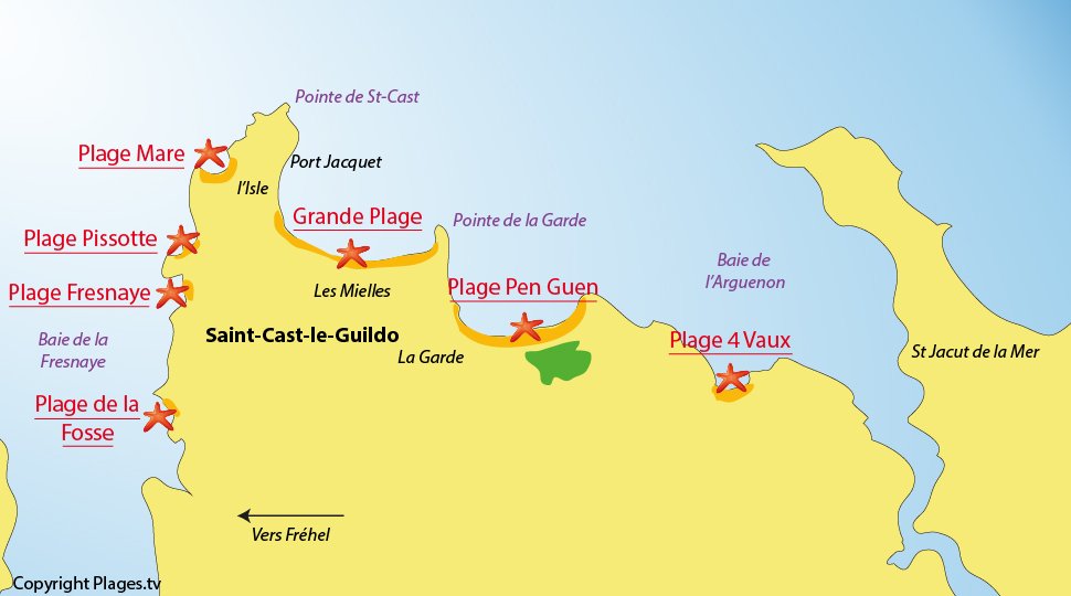 Plan des plages de Saint Cast le Guildo - Bretagne