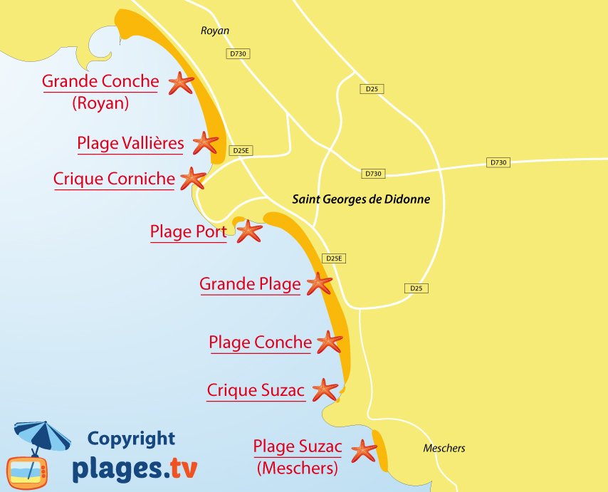 Plan des plages de Saint Georges de Didonne