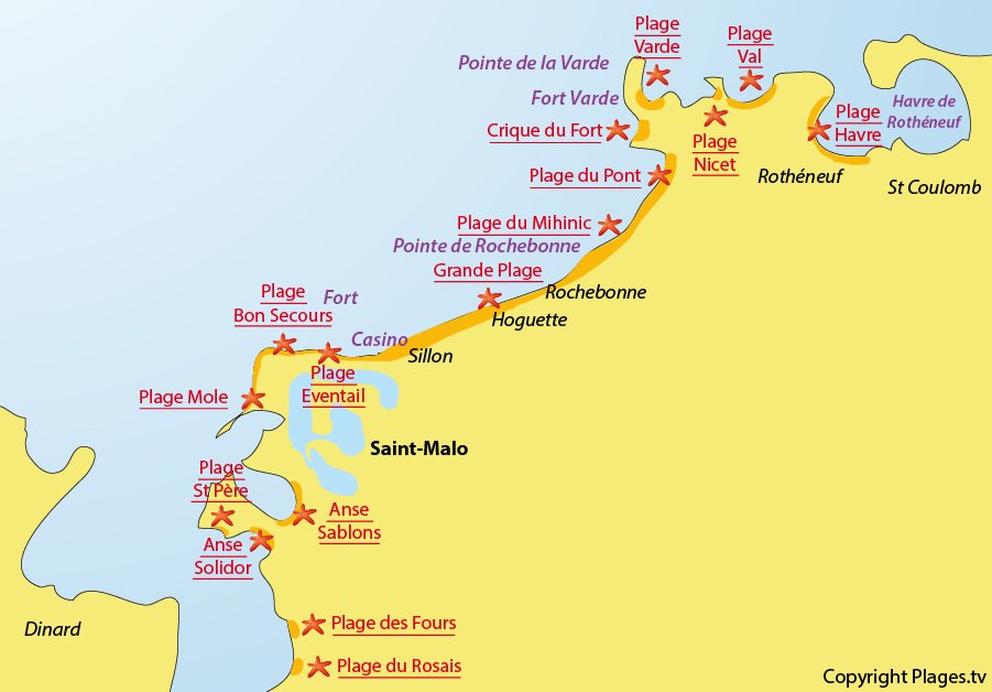 Plan des plages de St Malo