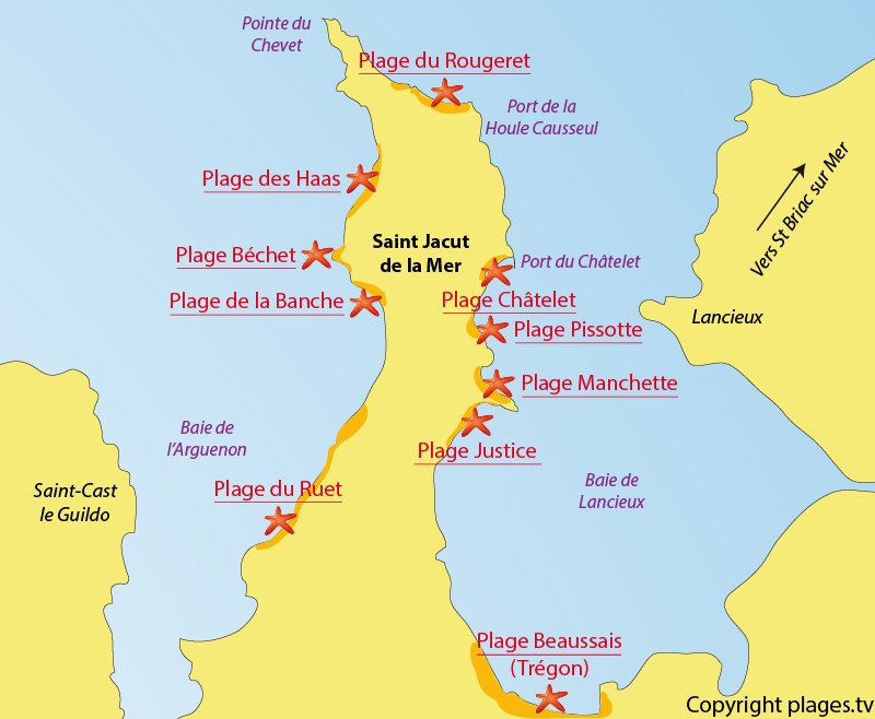 Plan des plages de St Jacut de la Mer - Bretagne