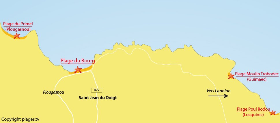 Plan des plages de St Jean du Doigt