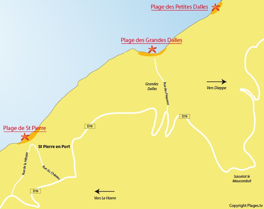 Plan des plages de St Pierre en Port - Normandie